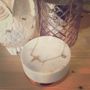 Gold Heartbeat Necklace with Heart Charm